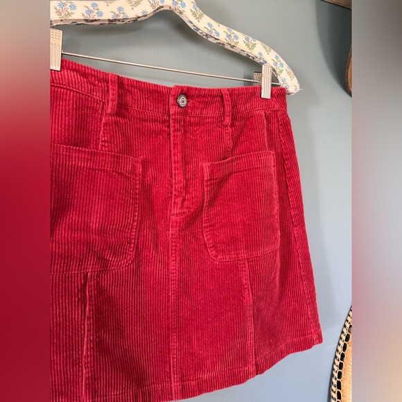 Red Corduroy Mini Skirt - Picture 4 of 8